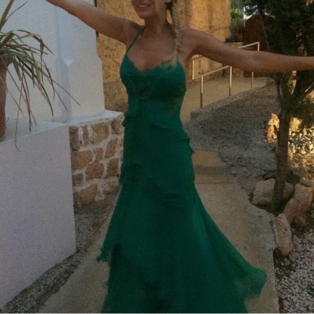 Free People china doll, maxi dress, Green, sold out XS, rare